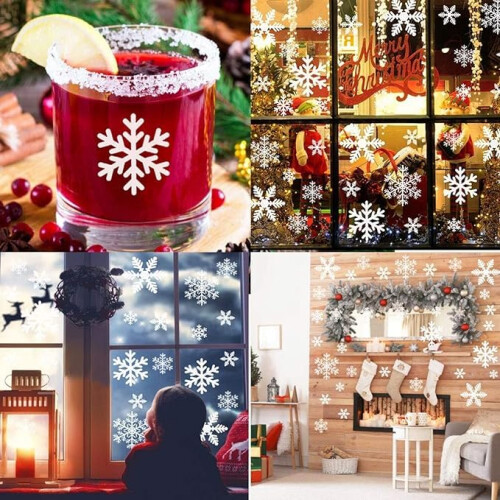 2pack/lot Festive Snowflakes Window Clings Transform Windows For 2
