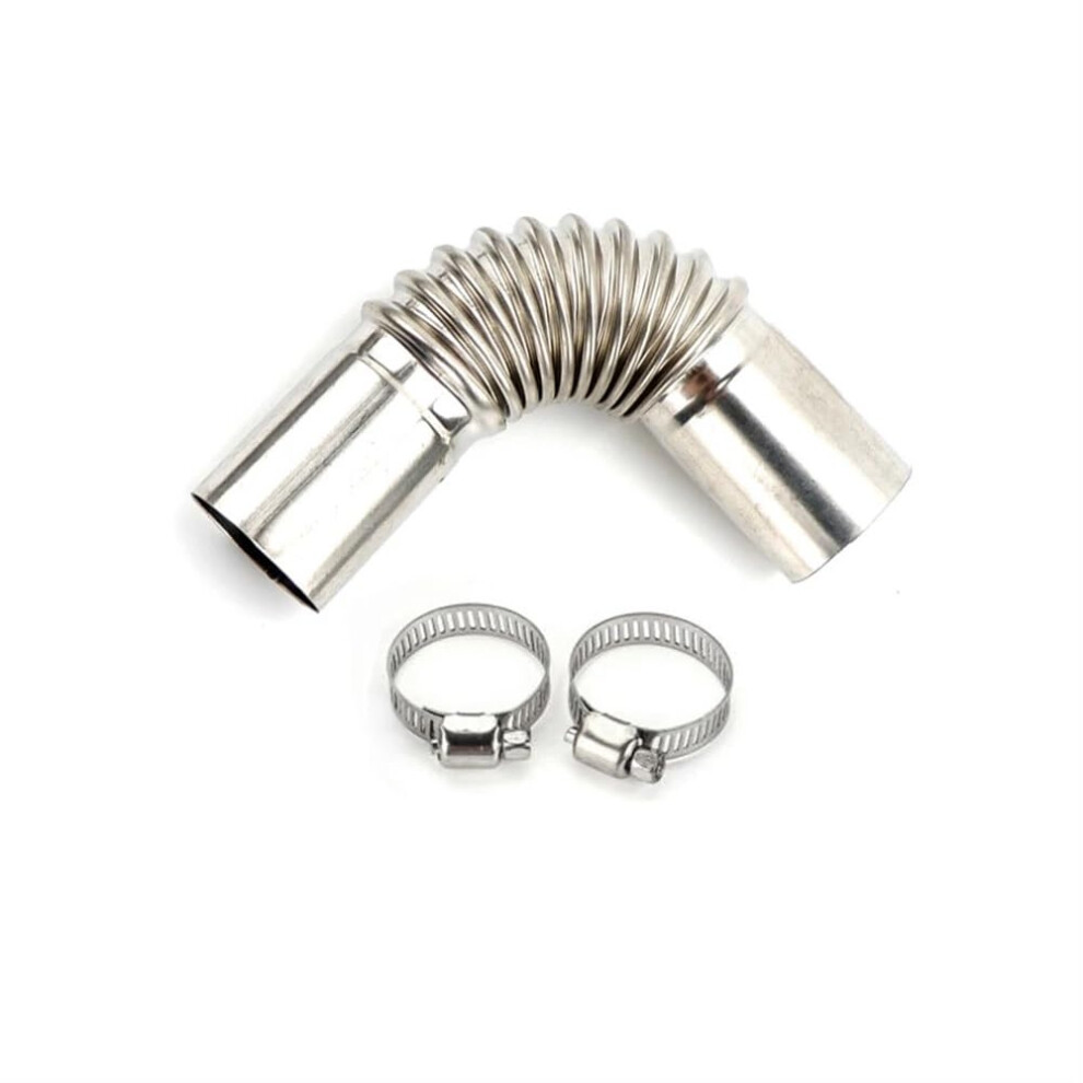 24Mm Diesel Heater Exhaust Elbow Connector With Clamps For Webasto Eberspacher Heater Silver 9323874352084
