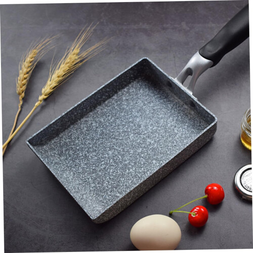 Rectangular Nonstick Frying Pan Gas Stove Only Omelette Pan Flat Bottom For Pancakes And Eggs Black 2
