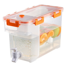 Drikkedispenser med kran, lekkasjesikker, filterskilleplate, 3,5 l plastdrikkedispenser for daglig bruk, oransje, gummiringdesign, praktisk