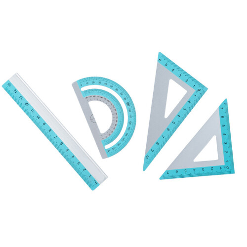 4 Piece Aluminum Ruler Set With Precise Marking Strong-Cyan