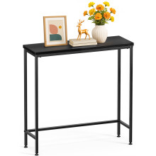VOUNOT Slim Console Table, Metal Frame Entryway Table, 75x24x75 cm, Black