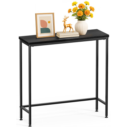 VOUNOT Slim Console Table, Metal Frame Entryway Table, 75x24x75 cm, Black