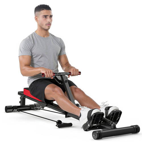 Hydraulic Rowing Machine Black-Orange with LCD Display 1