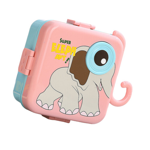 Boîte à déjeuner adaptée aux enfants, récipient-éléphant rose