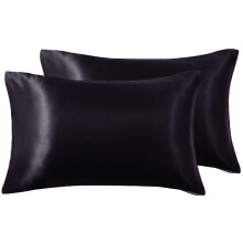 Ensemble de 2 taies d'oreiller en satin, format Queen (51 x 76 cm), fermeture portefeuille, entretien facile pour un sommeil de meilleure qualité et