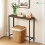 VOUNOT Slim Console Table, Metal Frame Entryway Table, 75x24x75 cm, Brown 5