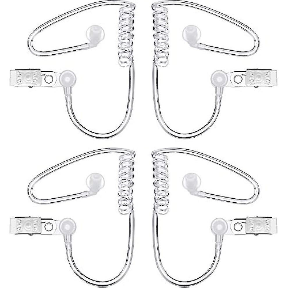 4 Packs Spy Ear Piece Toys Security Headset Earpiece Agent Spy Earpiece Costume Prop Snap On Replacement Acoustic Tube For 2-Way Radio O Headsets-C11 6935161349429