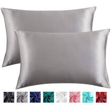 Lot de 2 taies d'oreiller en satin, format standard 51 x 66 cm, douces et soyeuses, résistantes pour un soin optimal des cheveux et de la peau,