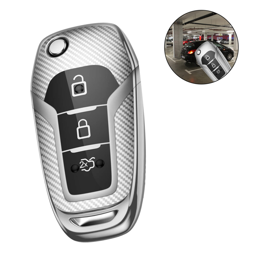 High-Quality Tpu Key Fob Cover With Carbon Fiber Pattern, Designed For Improved Aesthetics And Protection, Full Button Access And Signal Unaffected, C 9198585584815