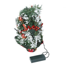 30Cm Pre-Lit Artificial Christmas Tree, Snow Flocked Pine With Mini Lights And Pine Cones, Waterproof LED Light String For Safe Festive Decor