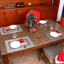 Bestektas met kerstmuts, kerstservieshoes met verborgen rits, mini-kerstmutsjes voor feestelijke tafeldecoratie, kerstdecoratie met 4