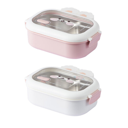 Bentos de lapin multi-compartiments, jolie boîte à Bentos-Rose 1