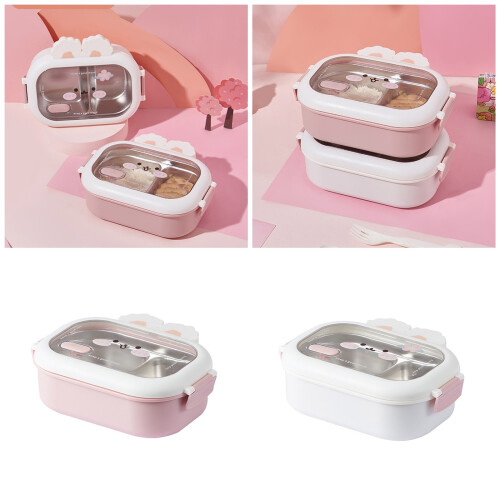 Bentos de lapin multi-compartiments, jolie boîte à Bentos-Rose 2