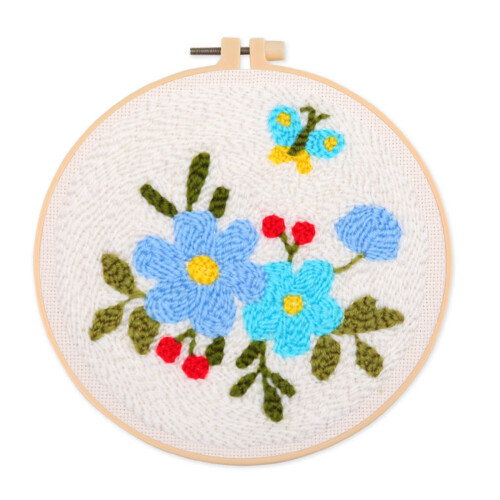 Flower Punching Needle Embroidery Set with Pattern-202