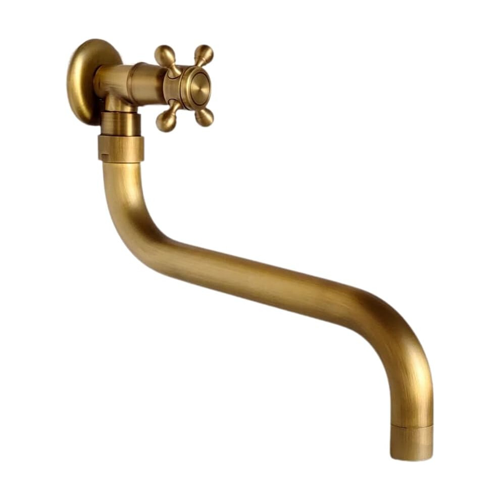 Brass Wall Mounted Faucet With 180 Degree Swivel Nozzle, Water Efficient Performance Tap With Retro Design And Honeycomb Aerator, Corrosion Resistant 9135470054435
