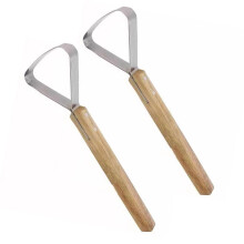 2Pcs Leather Craft Scraper Tool Leather Fleshing Tool Wood