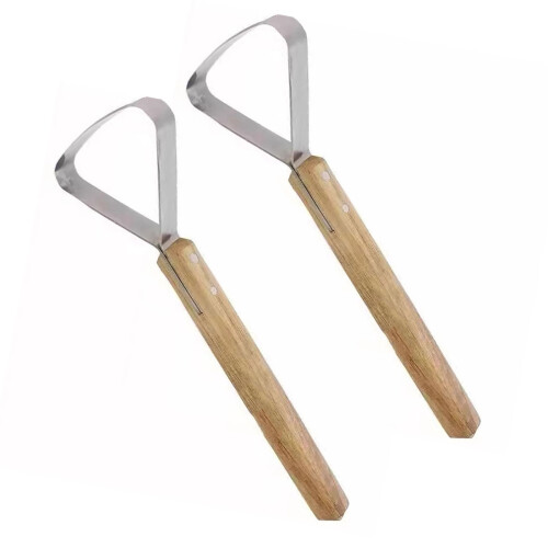 2Pcs Leather Craft Scraper Tool Leather Fleshing Tool Wood