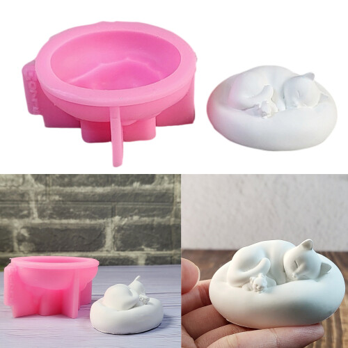 Cats Mouse Statue Silicone Molds for Making Candle Soap Candy 1
