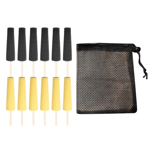 12Pcs Sponge on Stick Wood Handle Pottery Sponge Tool For