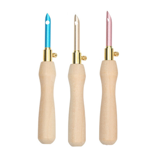 Adjustable Punching Needle Embroidery Pen Wood Handle-Blue 1