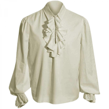 Camicia da pirata da uomo, camicetta a maniche lunghe, rinascimentale, con volant, costume steampunk, camicia medievale, camicia da vampiro, bianca XX