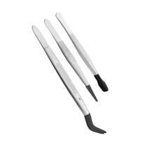 Stainless Steel Eyelash Stamps Coin Tweezers Textured-Set 3