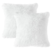Housses de coussin de luxe en fausse fourrure style mérinos, lot de 2 coussins en fourrure artificielle, fermeture éclair invisible facile