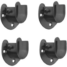 Kraftig garderobestangbrakett, 1-1/4 tommers diameter garderobestangstøtte i rustfritt stål, svart U-formet design, solid konstruksjon, rask