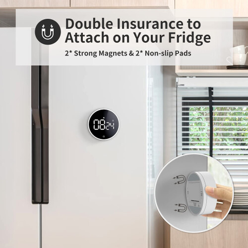 Magnetic Countdown Countup Timer with 360 Rotating Dial, Digital Kitchen Timer with Energy Saving Mode and Large LED Display, Multifunctional Timer 2