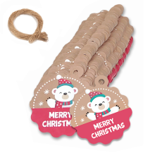 Elegante, wasserfeste und leicht beschreibbare Geschenkanhänger aus braunem Kraftpapier für verschiedene Weihnachtsartikel und personalisierte