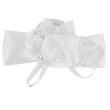 White Burlap Bow for Spring Wreath Decor, Premium Fabric Festive Bow with String for Doors Windows Trees and More, Ideal for Easter Wedding Holiday an