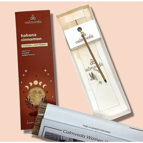 CalmvedaHavanaCinnamonIncense80StickCharcoalFree 1