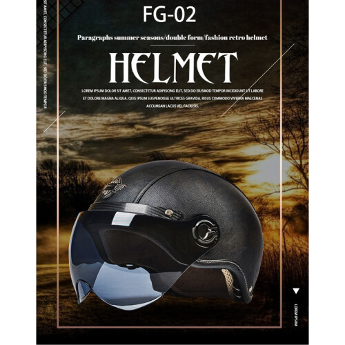 Helmet accessories Helmets for Man Leather Retro,brown white lens2 1