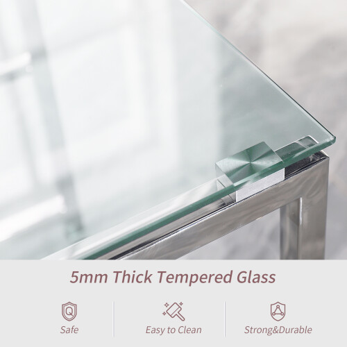 AINPECCA 3Pcs Nesting Table Sets Clear Tempered Glass 1