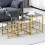 AINPECCA Gold 3Pcs Nesting Table Sets Black Glass End Table 1