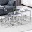 AINPECCA Silver 3Pcs Nesting Table Set Tempered Grey Glass 1