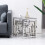 AINPECCA Silver 3Pcs Nesting Table Set Tempered Grey Glass 8
