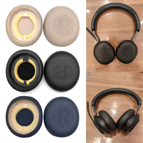 Leather Replacement Ear Pads compatible for Jabra ELITE 45H Evolve2,Black 1