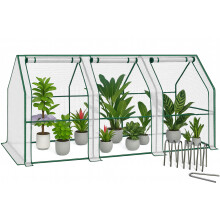 VOUNOT Mini Greenhouse with 3 Zipper Windows, Reinforced PE Cover for Plants, White