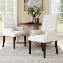 Linen Modern Upholstered Dining Chair, Beige