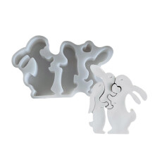 Hasenfamilie Silikon-Kerzenformen, 3D-Kaninchen,