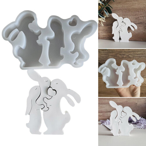 Hasenfamilie Silikon-Kerzenformen, 3D-Kaninchen, 1