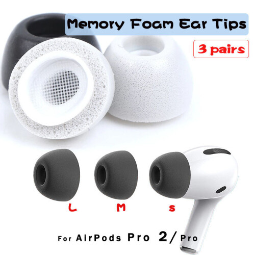 for AirPods Pro 2 Ear Tips Memory Foam Tips,2 pairsrecommend,S Size Black