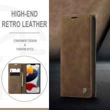 For iPhone 15 Pro Max Leather Flip Stand Cover Wallet Phone Case Brown