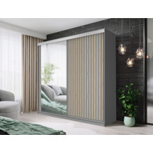 (GREY, 150CM) FHI-kingston Modern Sliding Door Wardrobe