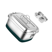 Auslaufsichere Lunchbox aus Edelstahl-2 Ebenen 2 Zellen 1200ML