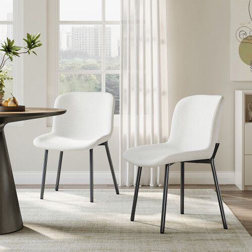 Living And Home 2Pcs Teddy Fleece Upholstered Dining Chairs