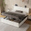 Beige Velvet King Storage Bed with USB-C Charging 1