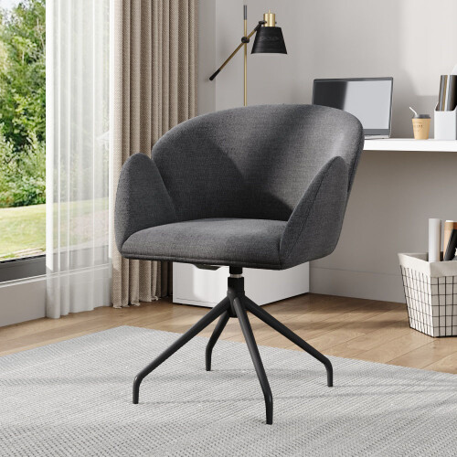Living And Home Linen Upholstered Modern Swivel Chair, Grey